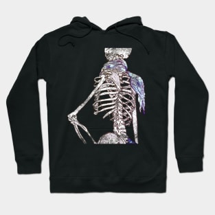 Skeleton in a Blue Scarf Vintage Look Hoodie